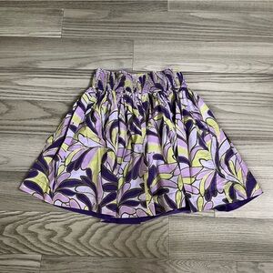 GAP Purple/Mulitcolored Cotton Smocked Waist Reversible Skirt Small